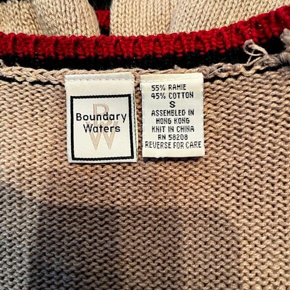 Vintage 70's 80's BOUNDARY WATERS Argyle Zip Up Padded Shoulder Cardigan Sweater - Picture 8 of 10